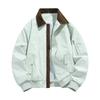 Men's Autumn Winter Turn Down Collar Jacket Solid Color Casual Sports Jacket Full Zipper Lightweight Outdoor Workwear Tops