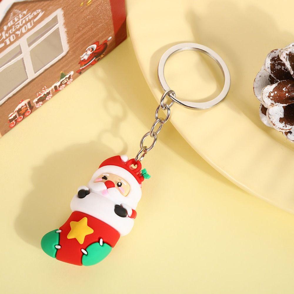 3pcs Key Chains Silicone Keychain Christmas Doll Keyring Christmas Decoration