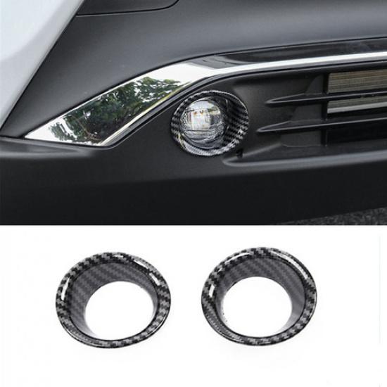 For Toyota Venza 2020-2024 Carbon Fiber 2X Front Fog Lamp Light Cover Trim