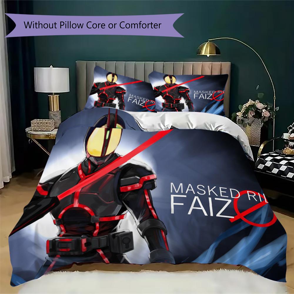 Kamen Rider Faiz Pattern Bedding,Quilt Set Quilt Cover Pillowcase Home Birthday Gift (1*duvet cover+2*pillowcase,without core)DSJT261018057