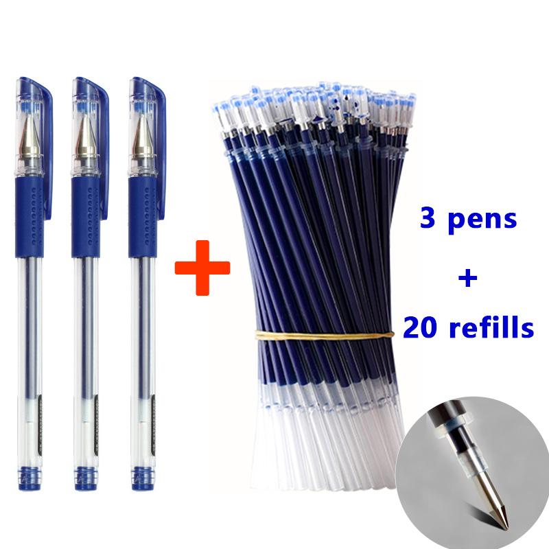 Ensemble de Stylos Gel 0,5 mm Noir Bleu Rouge Recharges Stylos à Bille Pointe Ogive Fournitures Scolaires et de Bureau Papeterie Accessoires Kawaii
