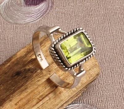 Peridot 925 Sterling Silver Ring Solid Stone Ring Statement Gemstone Ring Bridal Ring Gift For Christmas 4.35 Gms Approx