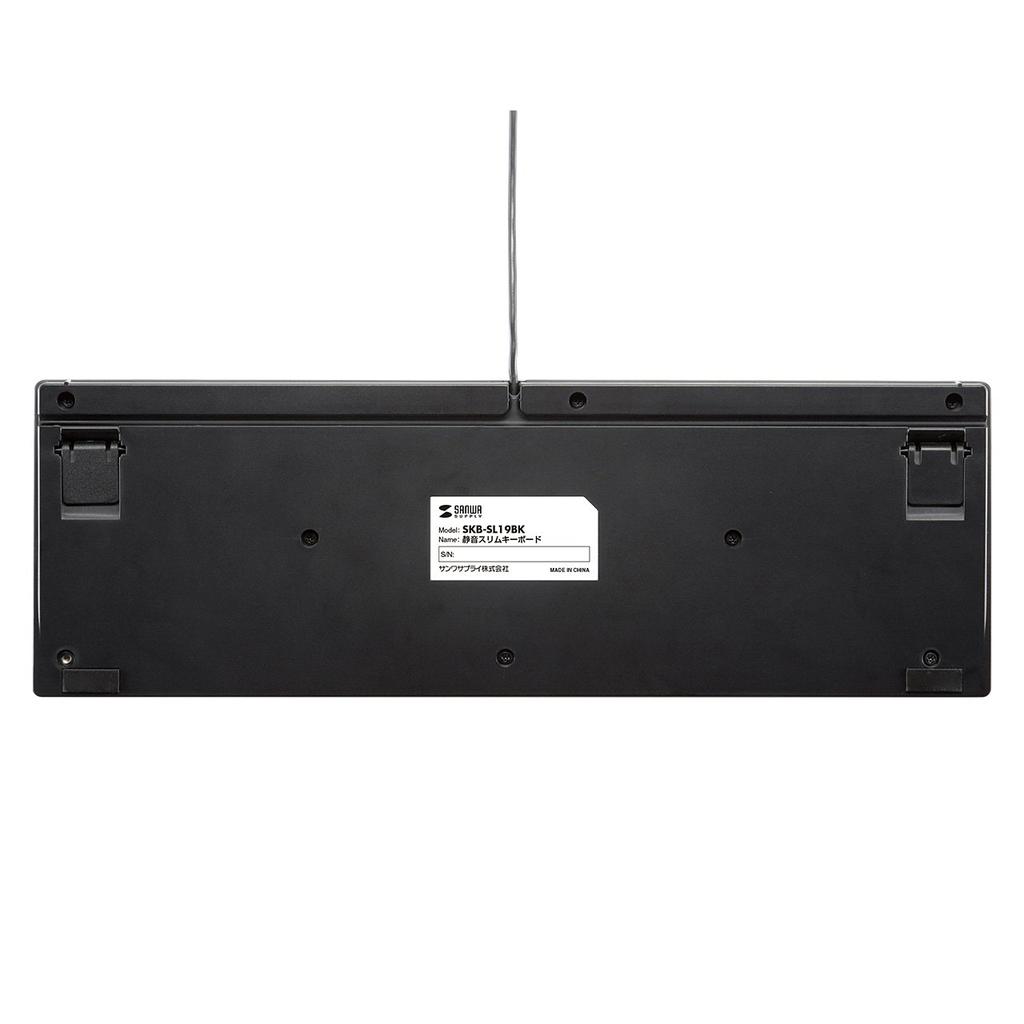 Sanwa Supply Wired Slim Silent USB A Japanese Keyboard, Keys, Connection, 102-Key Layout, Scissor-Switch Type, SKB-SL19BK