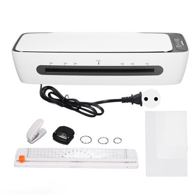 Photo Laminating Machine Hot Cold A4 Laminator with 12 Laminating Sheets Hole Punch Paper Cutter Corner Rounder EU Plug