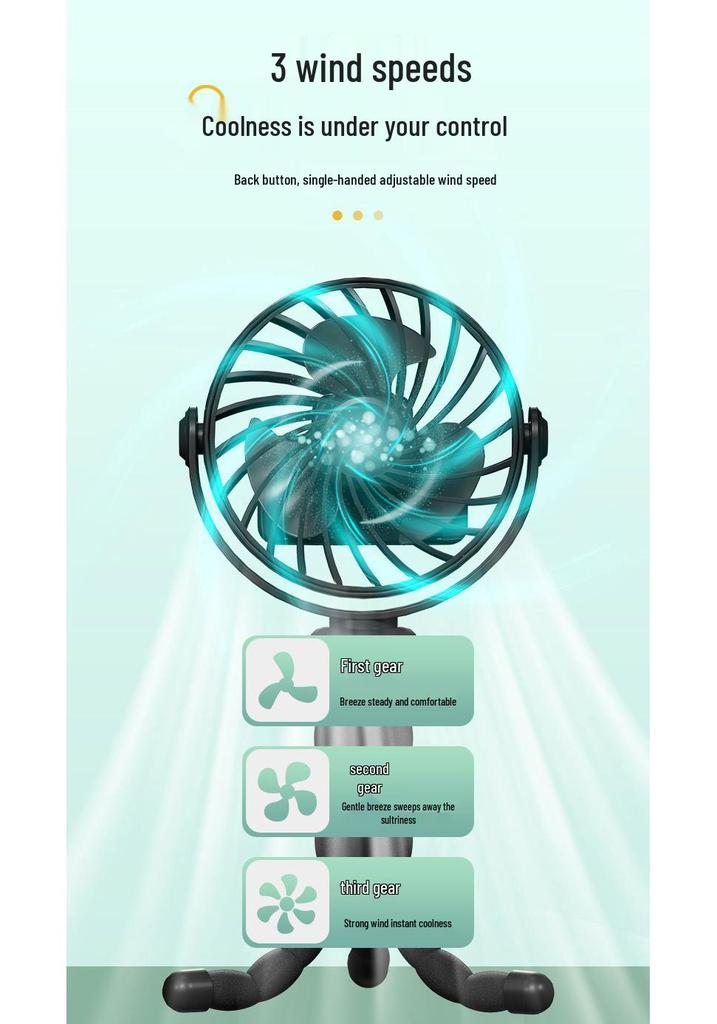 Octopus Mini Foldable Handheld Desktop Stroller Fan