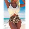 Sexy Leopard Print Bikini Women's High Waist Strap Two-Piece Set Summer New Style Swimming Suit