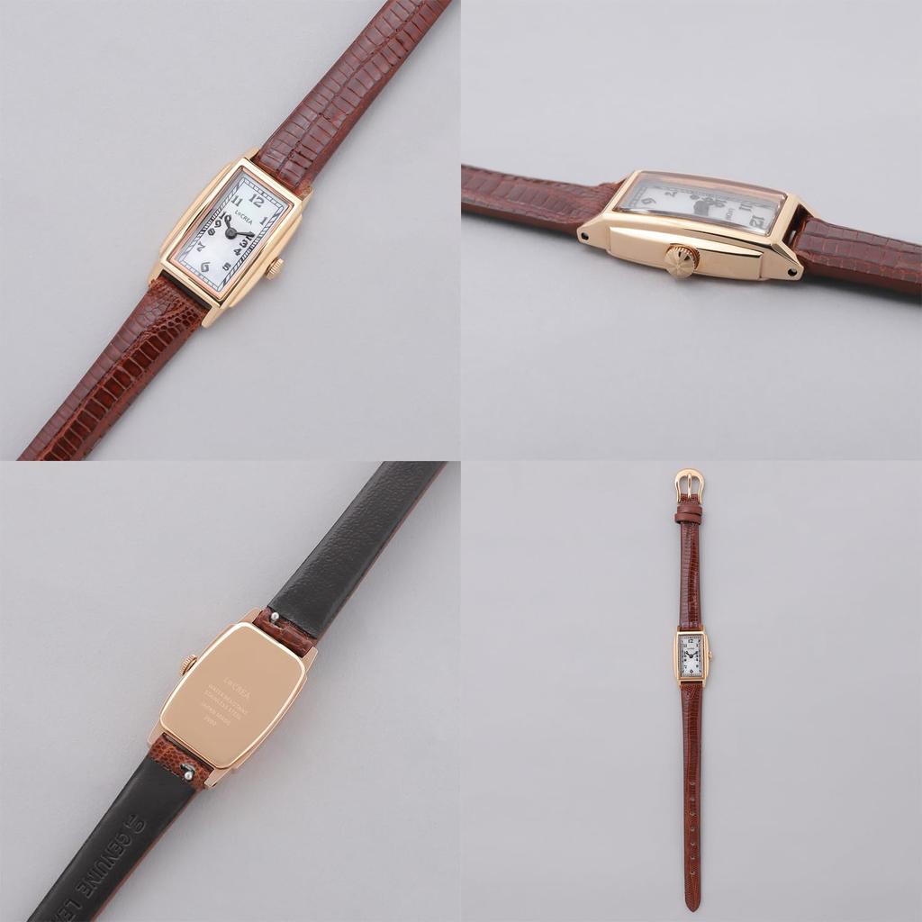 RECTANGLE Solaruhr Made in Japan Lizard [LCREA] Damen LC2002-PGWH LC2002-PGWHTBR Leder/Braun (Schnallentyp)