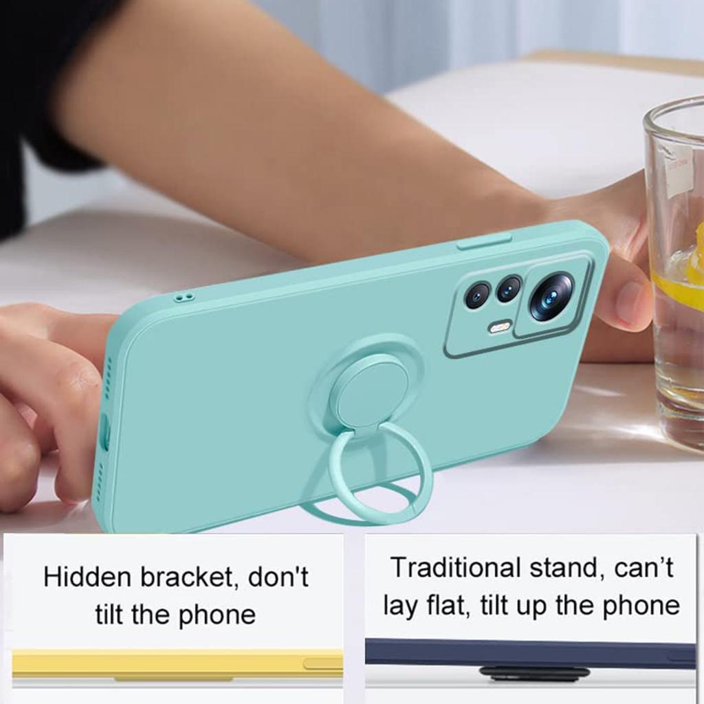 For Xiaomi 12T 5G/Redmi K50 Ultra 5G Ring Kickstand Liquid Silicone Phone Case Cell Phone Cover with Lanyard
