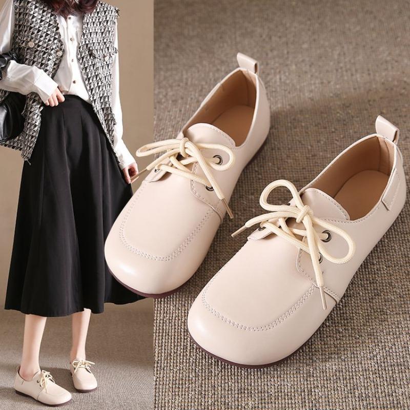 Mode 2024 neue Damen Flats Komfort Rutschfest Damen Slipper Leder Flats Elegant Schleife Damen Einzelne Schuhe Mutterschuhe