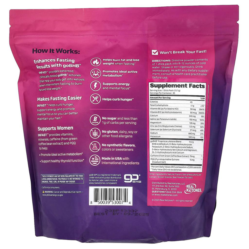 Infast, Women's, Watermelon, Stick Pack of 30, 13.7G (0.48G) Each