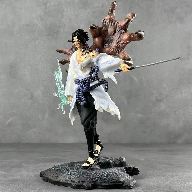 Naruto Sasuke Uchiha Iron Curtain Summon Series spot anime figures Fierce position Draw the sword Demon can Move PVC toys Gift