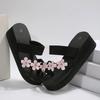 Fashion Simple Style Flower High Heel Slippers Women New Plus Size Thick Bottom Sandals Female Summer Beach Non Slip Wedge Slides Mujer