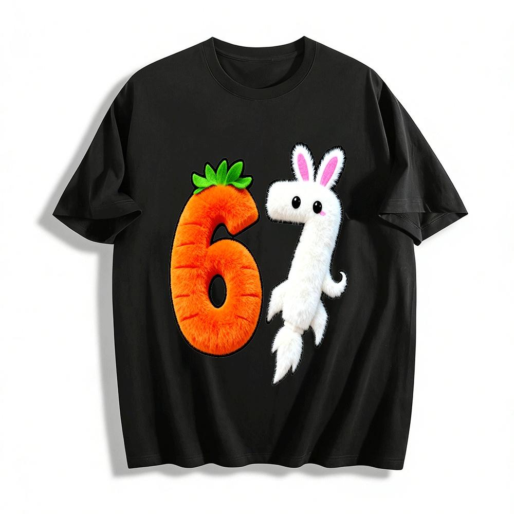 

Plush Carrot 6 Rabbit 7 Creative Number Print Kids Casual Top Pure cotton T-shirt XXS