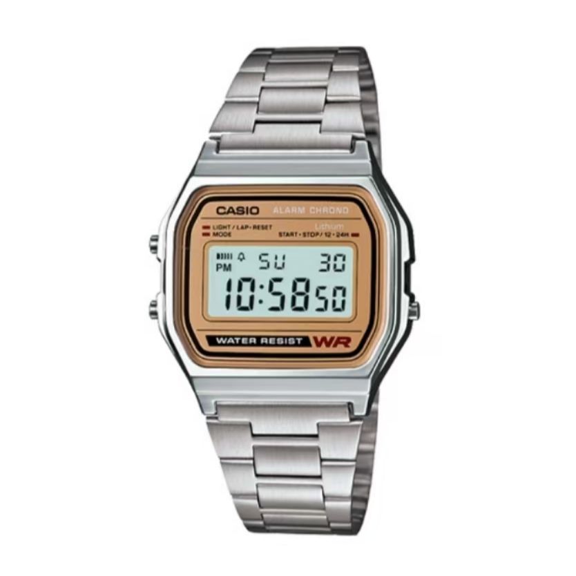 Casio Custom Collection Quartz Movement Nylon Strap Watch Men's Watches Gold Dial A158WEA-9(Watch5--Luma-07)