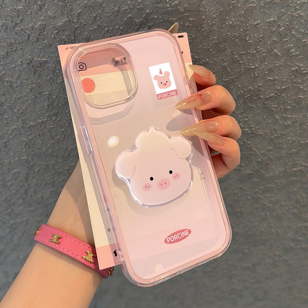 Cute pink pig West Highland is suitable for iPhone17ProMax transparent mobile phone protective case 16/15 simple niche