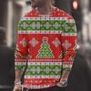 Summer Round Neck Christmas 3D Print Top Fashionable Casual Long Sleeved Men's T-shirts