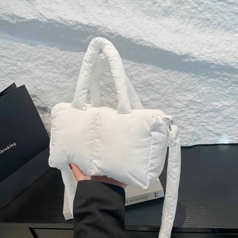 

Сумка-тоут через плечо с хлопковым наполнителем, модная универсальная сумка из легкой мягкой пуховой ткани