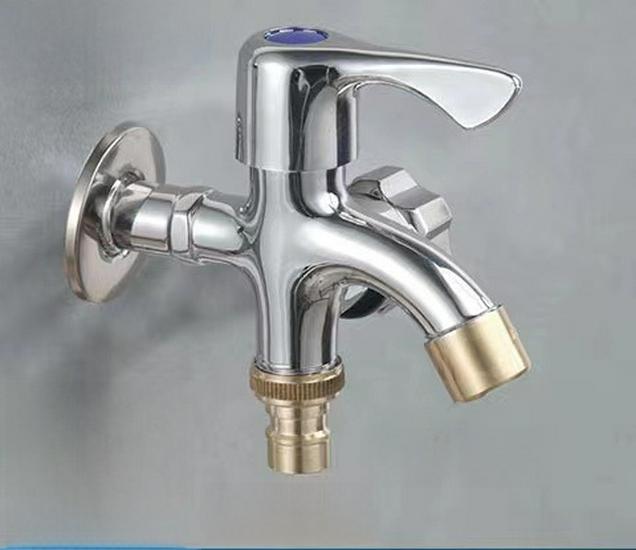 Waschmaschinen-Wasserhahn mit zwei Ausgängen und erweiterter Konstruktion für Wischbecken