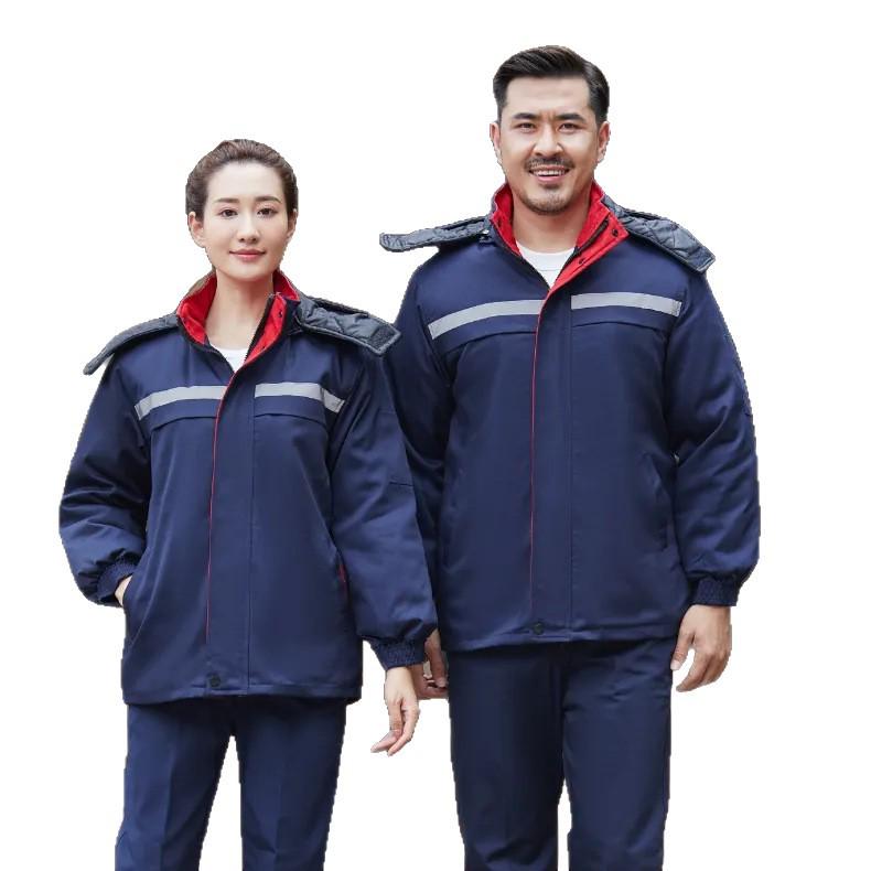 Winter-Ready Insulated Workwear Set with Reflective Strips for Gas Station and Sanitation Jobs