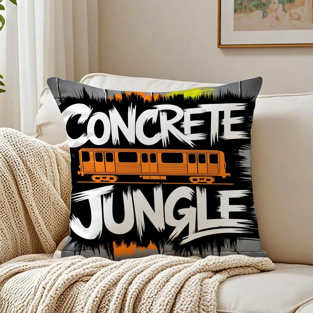 Hiphop Fashion Brand Graffiti Pattern Cushion Cover Pillowcase Antidustmite living Room Sofa Decor Cushion Room