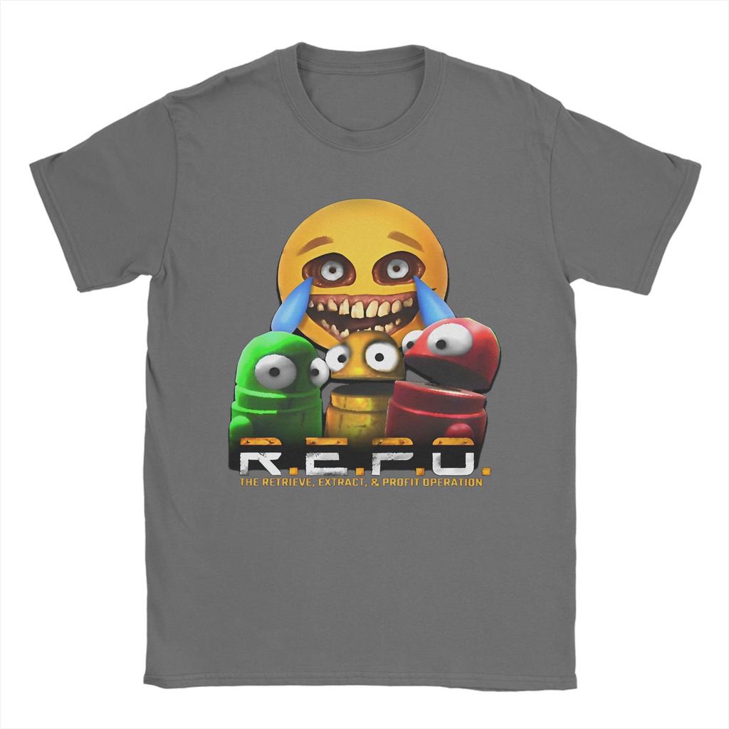 R.E.P.O Künstlerische Figuren der Inspiration T-Shirt Herren Baumwolle Vintage T-Shirt Rundhalsausschnitt Heißes Spiel Repo Roboter T-Shirts Merchandise Erwachsener