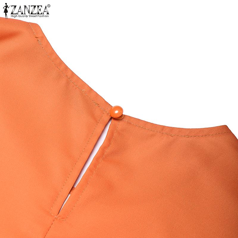 ZANZEA Womens Casual Round Neck Loose Summer Sleeveless Print Dress