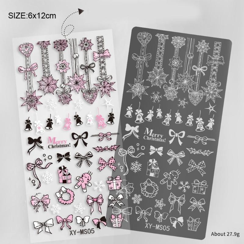 Nägel Stempelvorlagen Weihnachtsserie Nägel Kunst Stempelplatten Schneeflocken Nägel Platten Maniküre Druckschablonen
