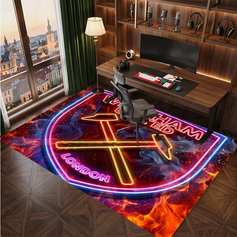 West Ham United Voetbal Print Kristal Fluweel Tapijt, Comfortabel Waterabsorberend Antislip Binnen Vloerkleed