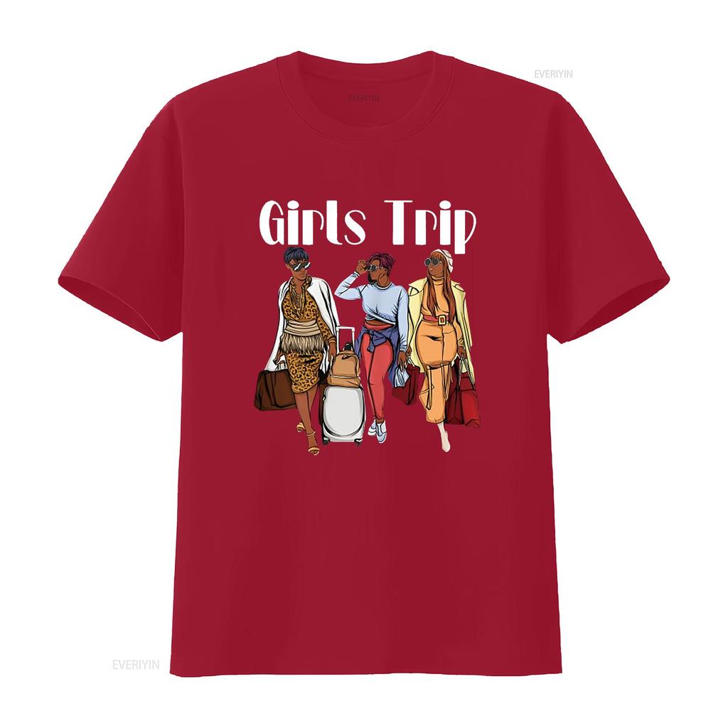 Girls Trip 2023 For Black Party Women on Vacation T Shirt vintage Washed Top For Everyday Wear Slightly Stylish Soft streetwear
