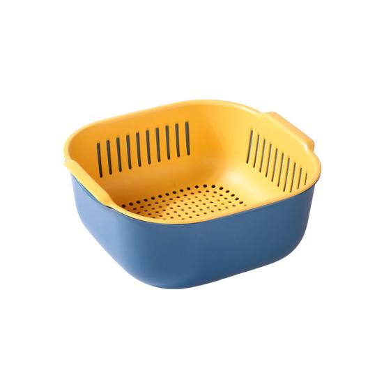 Tigela de filtro de lavagem de grande capacidade, ambos os lados, alça PP, limpeza de vegetais, tigela de drenagem, assistente de cozinha