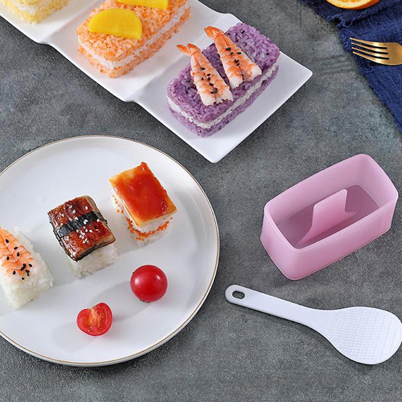 Food Press Rectangular Sushi Mold Maker Onigiri Rice Ball Set Non Stick Sushi Kit Japanese Diy Tools Kitchen Bento Accessories