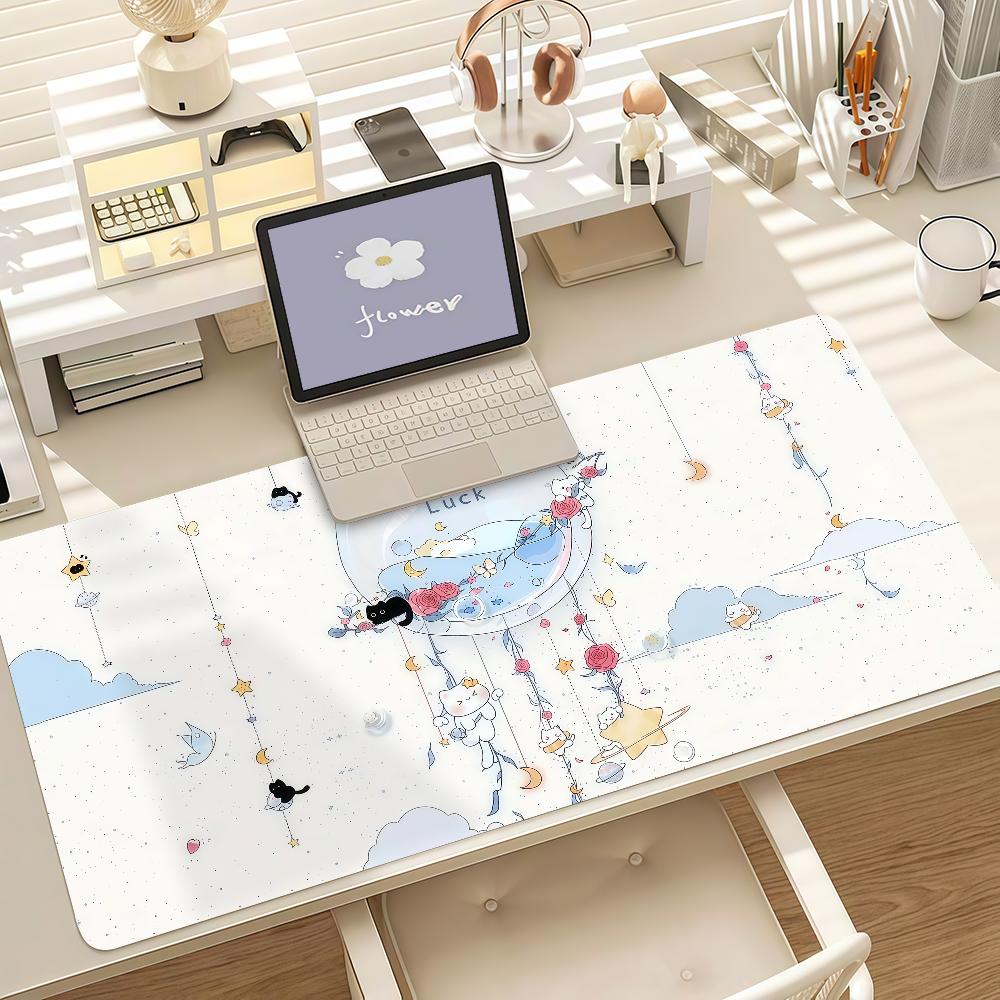 Anime Cute Cat Blessing Mouse Pad Anti Slip Rubber Edge Locked Thickened Laptop Gaming Desk Mat