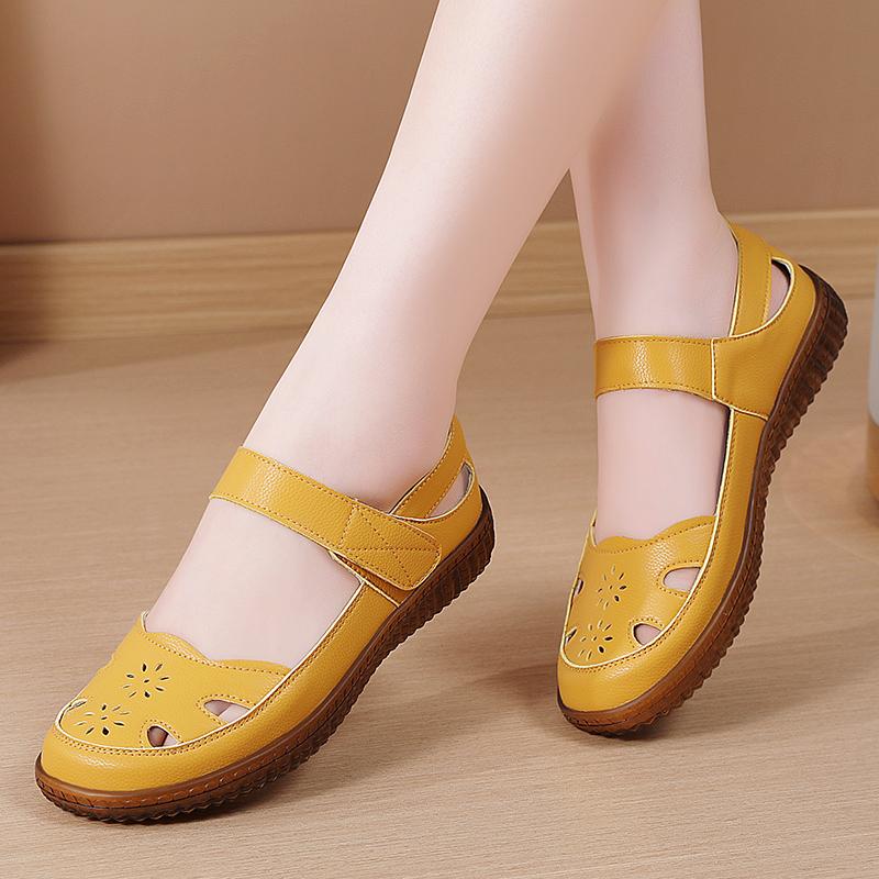 Women's Sandals Summer Mary Jane Beach Shoes White Flat Shoes Casual Soft Walking Sandals for Girl Plus Size