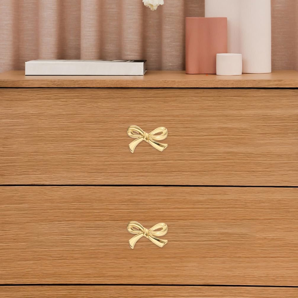 DOITOOL Decorative Bow Knobs for Dresser, Bow Shape Cabinet Knobs for Home Bedroom Kitchen Cabinets, Pack of 6