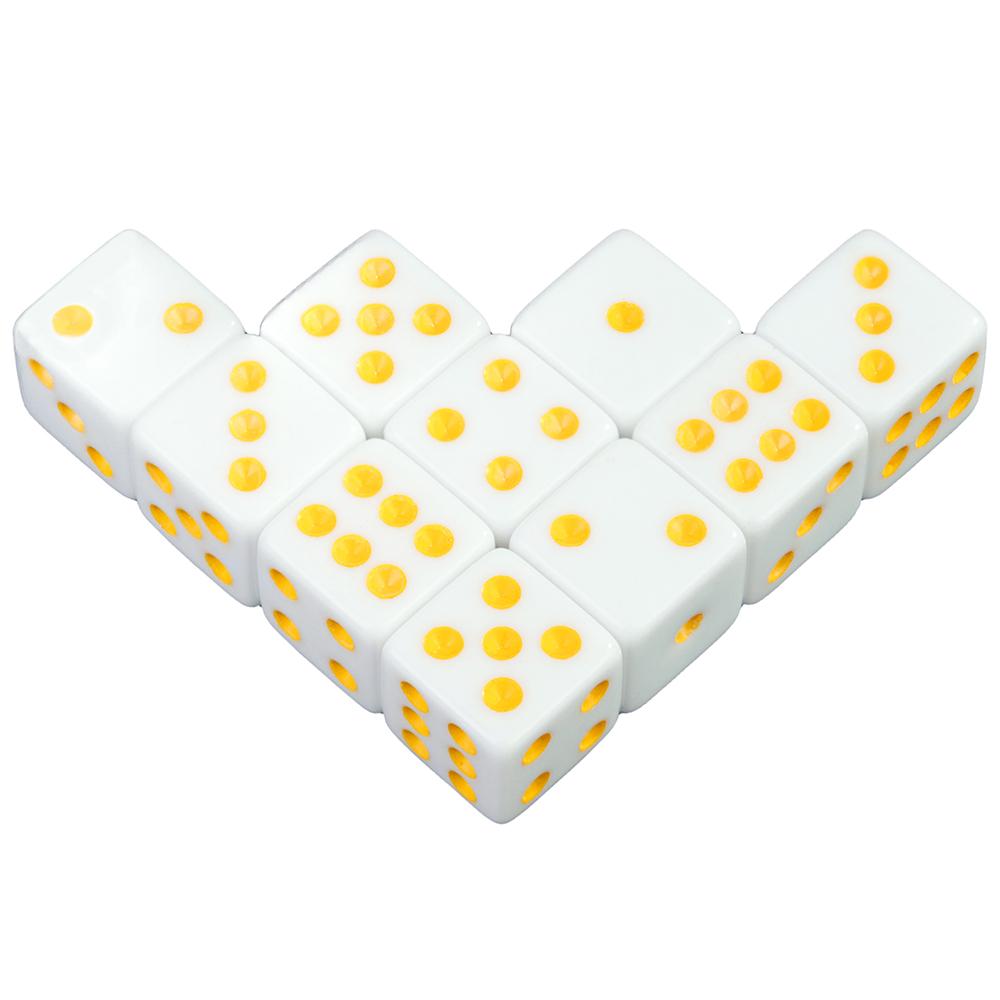 10pcs Acrylic Dice 16mm White Square Corner Dice for Board Games, Casino Games & Tabletop RPG or Teaching Math