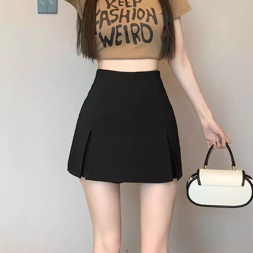 Women's Spring-Summer 2024 Petite Midi Bodycon A-line Skirt with Anti-exposure Shorts and High Waist Design