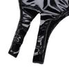 Women's Fashion Lingerie Set Patent Leather Wire-free Bra Top with High Cut Briefs Underwear Honeymoon Costume