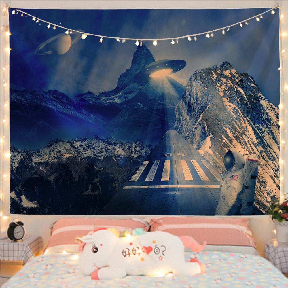 Mysterious Spaceship Tapestry Hanging Exoplanets Dorm Dormitory Star Universe Bedroom Living Room Home Decor