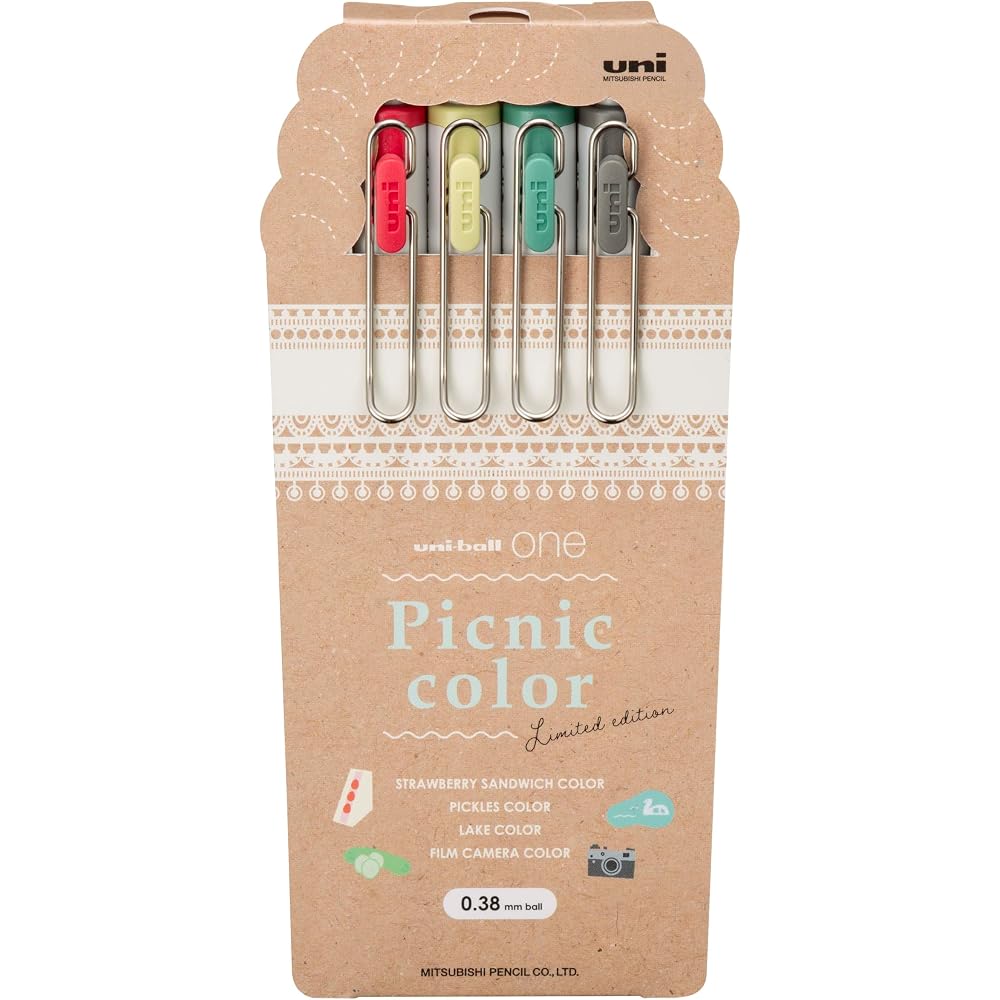 Mitsubishi Pencil Gel Ballpoint Pen Uni-Ball One 0.38 Picnic Colors 4-Color Set UMNS38PIC4C