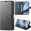 Foldable Case - E.F.Connection - for Google Pixel 10 Pro XL - Shockproof Black Synthetic Leather - 2 Tempered Glasses