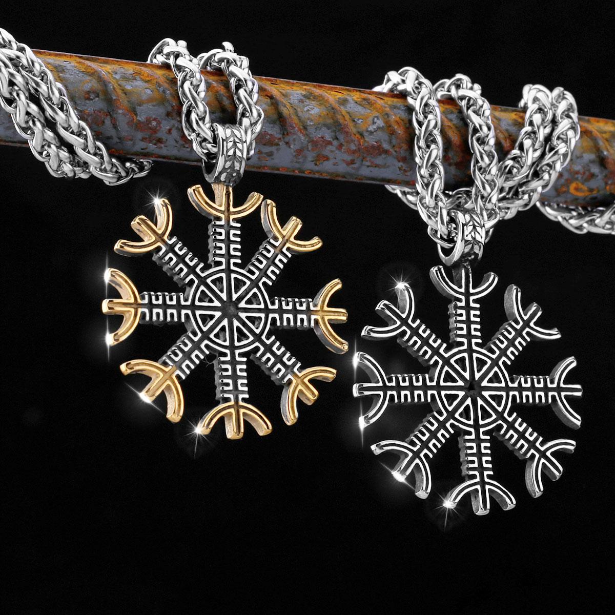 

Подвеска Nordic Viking из нержавеющей стали 316L с шестерней и руной викингов