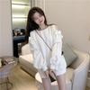 Women's White Off-Shoulder Sweatshirt Loose Fit Long Sleeve Casual Mini Dress with Pockets