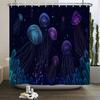 3D Bathroom Curtains Ocean Fish Jellyfish Shell Starfish Dolphin Anchor Shower Curtain Waterproof Fabric Cartoon Boy Bath Screen