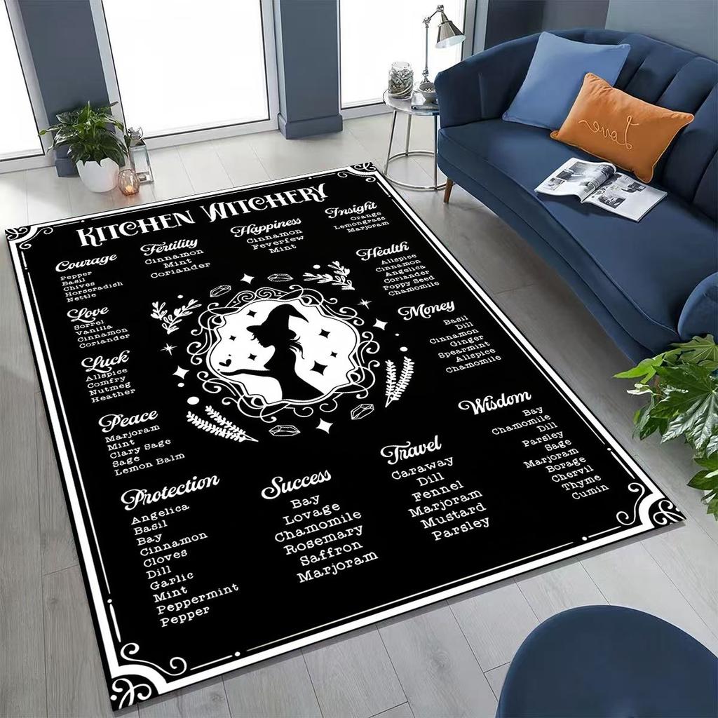 3D Retro Witch Ouija Gothic Spirit Board Rug for Bedroom Living Room Sofa Home Doormat Decor, Large Kids Play Non-slip Floor Mat