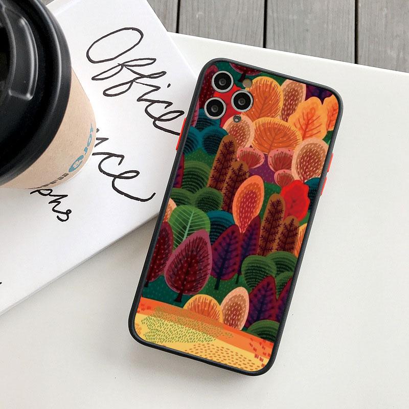 Colorful Tropical Forest Leaves Trees Hand Printed Phone Case For iphone 7 8 Plus SE 2020 11 12 13 14 Pro Max X XS XR Back Cover