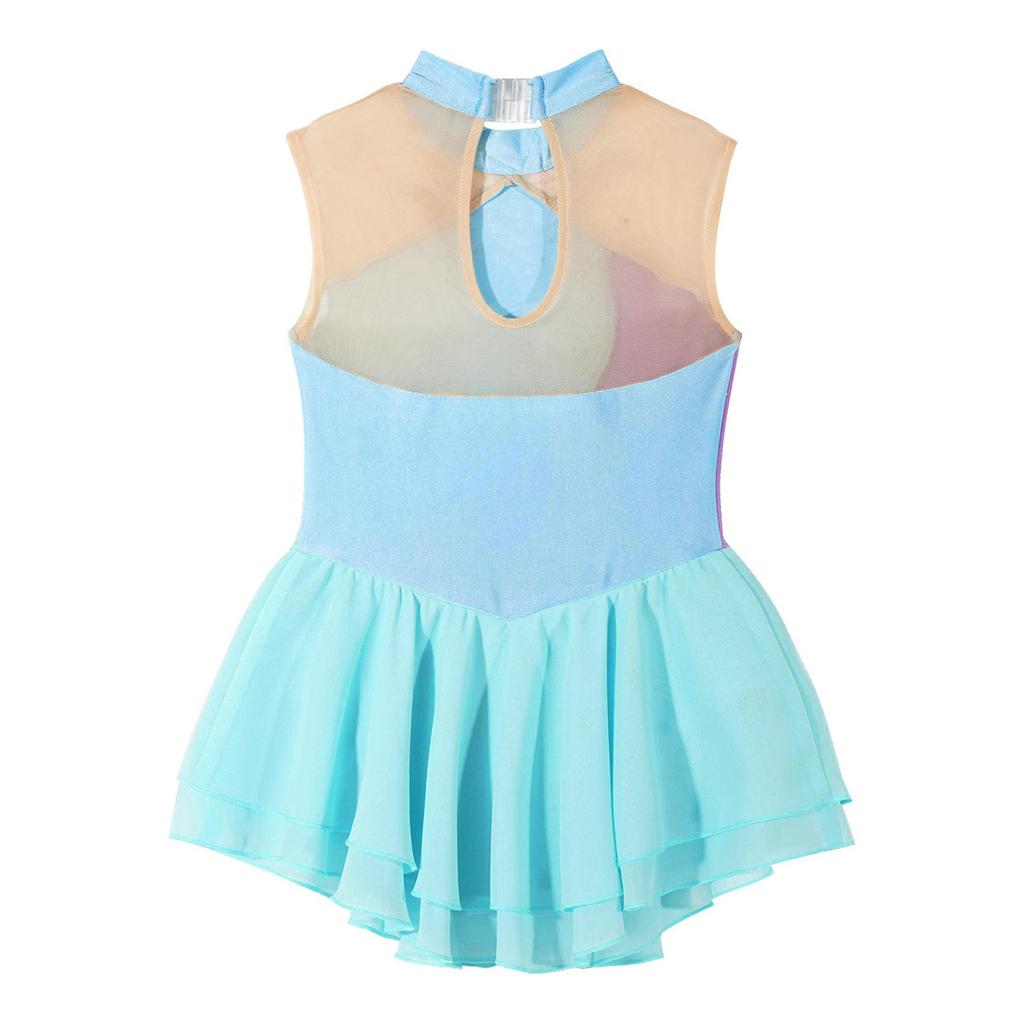 Rhinestone Sequins Figure Ice Skating Dress for Girls Kids Ballet Dance Dress Child Gymnastics Lyrical Dance Dress Costumes