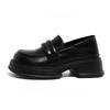 Fashion Golden Classic Blackloafer For Women Round Toe Thick Soled Small Leather Shoes Fashion Versatile Black College Style Women Shoes