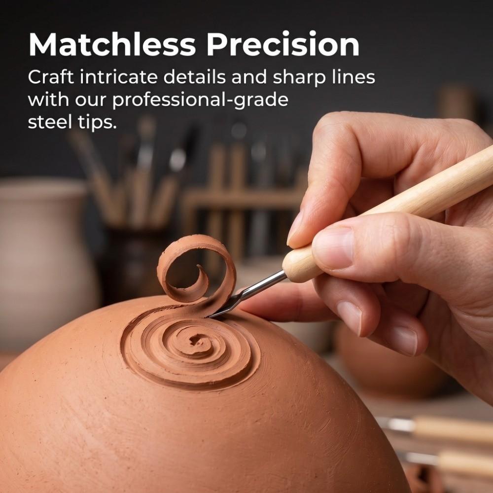 11PCS Clay Modeling Wood Clay Sculpting Tools Printmaking Carving Smooth Surface Finish Printmaking Carving Knives