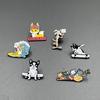 Seaside Adventure Surfing Enamel Pin: Cartoon French Bulldog & Cute Fox Brooch