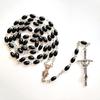 Oval Bead Catholic Necklace Prayer Medal for Cross Holy Religious Gift for Women